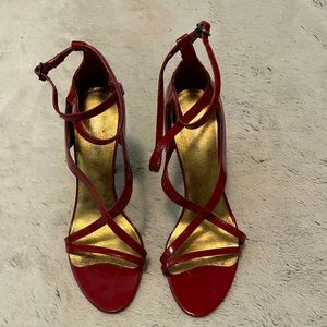 Nine West red patent sexy strapped heels